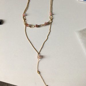 Rose Quartz gold vermeil multi-strand necklace NWT